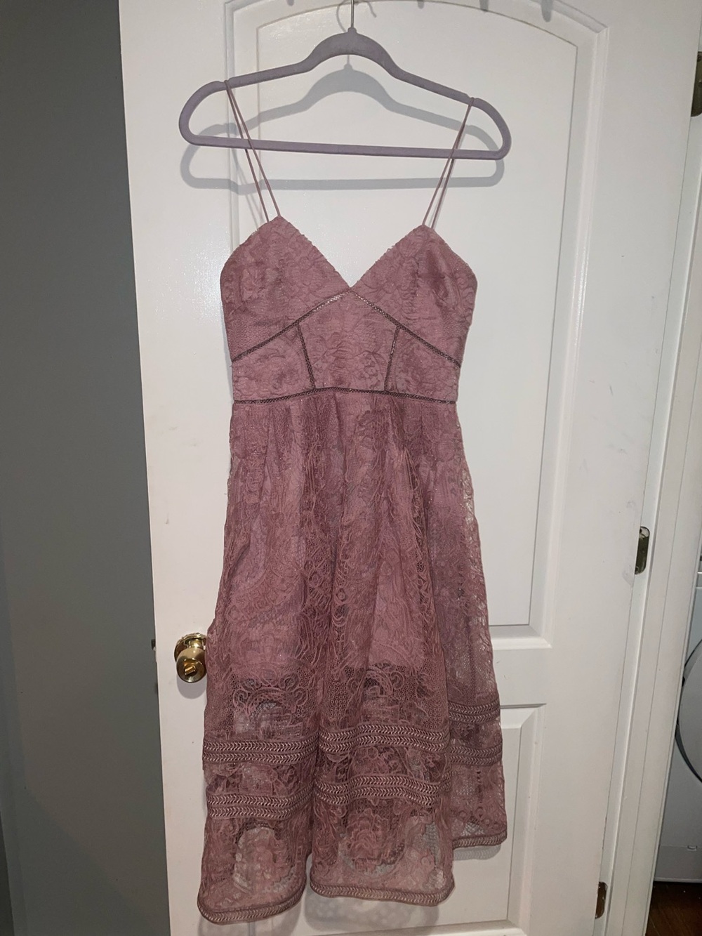 Self-Portrait Floral Guipure Lace Fit & Flare Midi Dress Dusty Pink Rose 💗size 6 - Picture 5 of 10